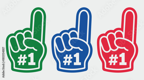 Number One Fan Foam Finger Vector – Sports Event Illustration, Cheering and Stadium Fun, Supporter Accessories, Game Day Celebration, Fan Vector Graphic, Sporting Event Icon