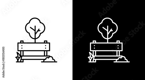 Public Park  White Icon Set Design