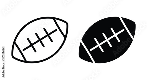 Black and White Outline of Classic American Football Shapes on White Background