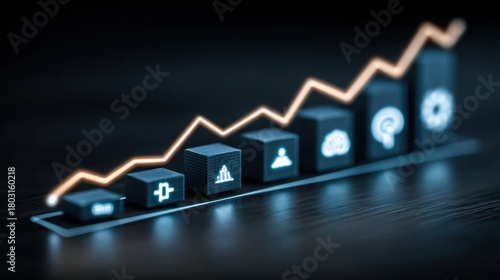 Corporate ai maturity roadmap icon concept depicting future strategies and directions for advancing business technology growth