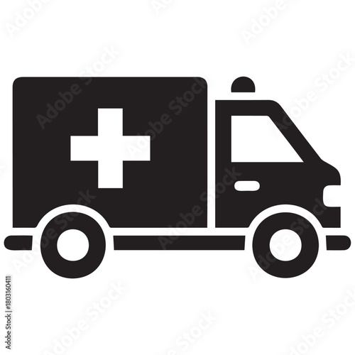 Emergency ambulance service symbol sign vehicle transport car and first aid help
