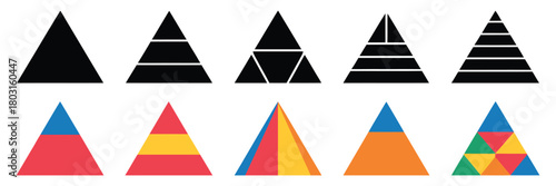 Color Triangle Pyramid Infographic – Vector Illustration, Multi-Level Development Chart, Hierarchical Step Diagram, Business Progress and Growth Visualization, Education and Training Vector Graphic