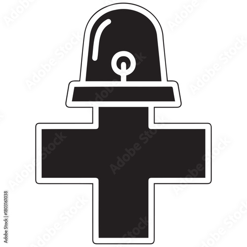 Medical emergency cross with light assistance help urgent care and support icon