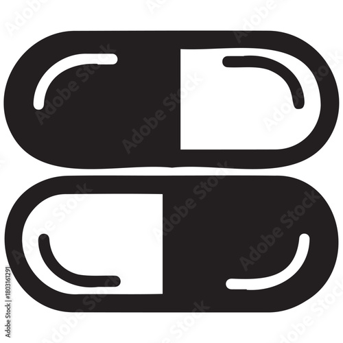 Pill capsule icon for medical or pharmaceutical drug treatment and health