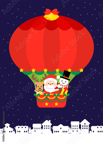 気球に乗ったサンタクロース
