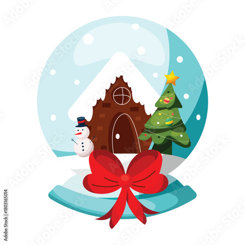 Christmas snowball globe with house