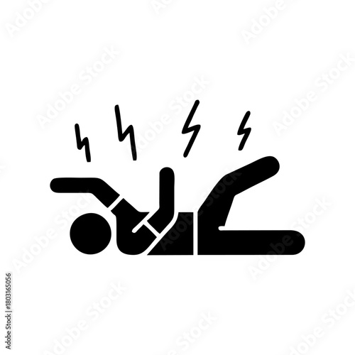 Person lying on the ground being struck by lightning during a thunderstorm, representing the dangers of outdoor activities during severe weather conditions.