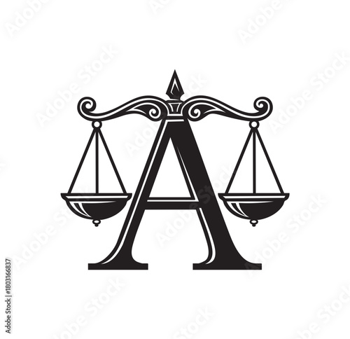 Letter A scale of justice