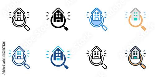 Property search icon set multiple style collection 
