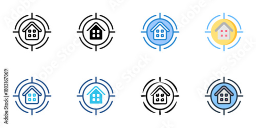 House hunting icon set multiple style collection 
