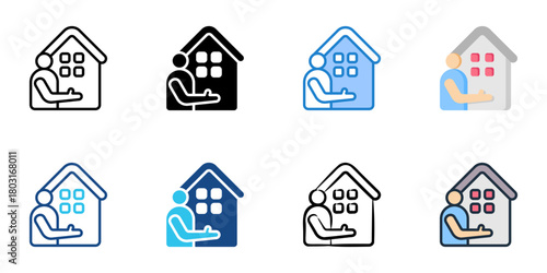 Listing agent icon set multiple style collection 
