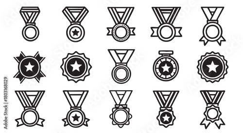 Achievement and victory concept with medal icons vector illustration