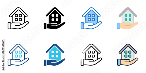 Home buying icon set multiple style collection 
