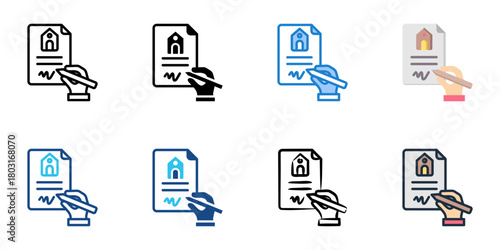 Closing process icon set multiple style collection 
