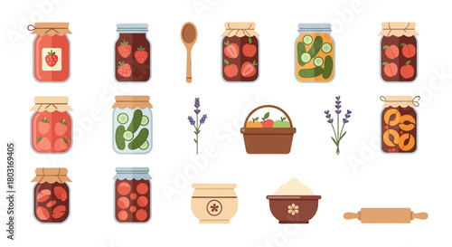 Collection of Homemade Preserves and Kitchen Essentials.