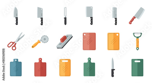 Collection of Kitchen Utensils and Cutting Boards.