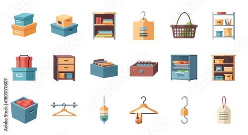 Collection of storage containers and organizers for home organization.