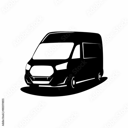 Van delivery car icon silhouette. Cargo minibus. simple flat graphic illustration.