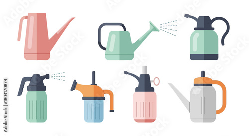 Collection of Various Garden Watering Cans and Sprayers.