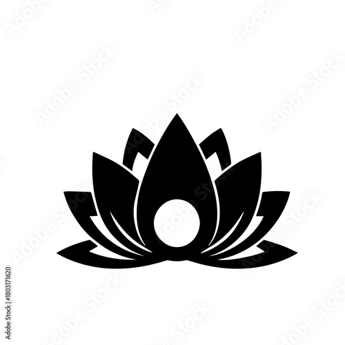 Minimalist Black Lotus Flower Blossom Icon Design