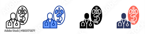Internist icon set multiple style collection