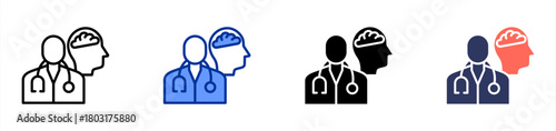 Neurologist icon set multiple style collection