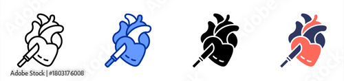 Cardiothoracic Surgeon icon set multiple style collection