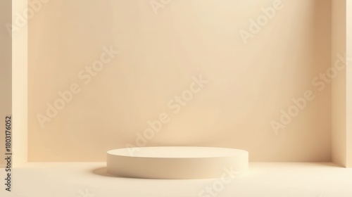 Minimalist Cream-Colored Cylinder on a Pale Background A Simple, Elegant Product Display Setting