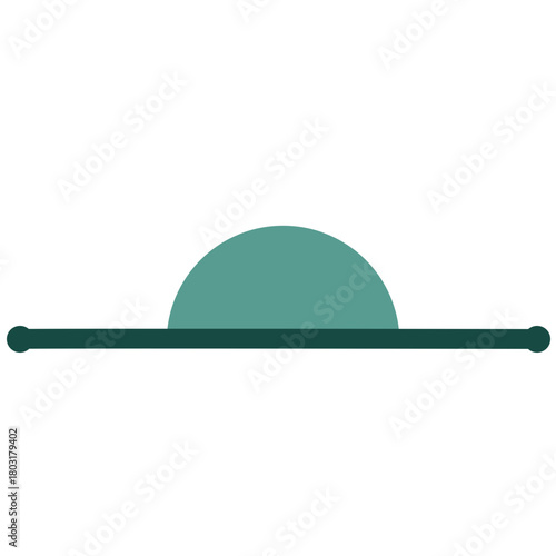 A semicircle illustration shown in simple flat style, ideal for geometry lessons, math worksheets, basic shape education, and modern minimal graphic design projects.