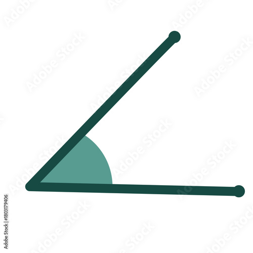 An acute angle with shaded interior illustrated in clean flat style, ideal for geometry lessons, math worksheets, educational visuals, and classroom instructional materials.
