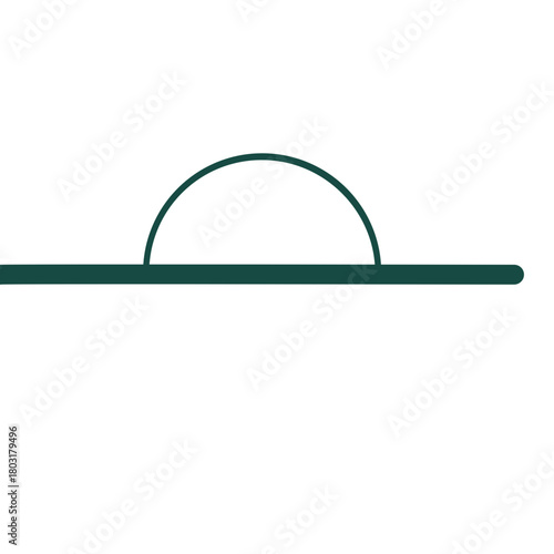 A minimal semicircle line icon illustrated in simple flat style, suitable for design elements, symbols, graphic resources, and modern educational or creative visual materials.