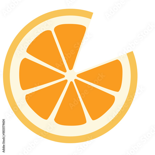 A vibrant citrus wheel with six segments shown in a clean flat illustration, representing freshness, juicy fruit, natural ingredients, and simple modern graphic elements.