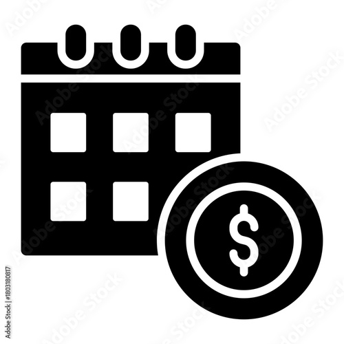 payment date glyph icon for marking financial schedule