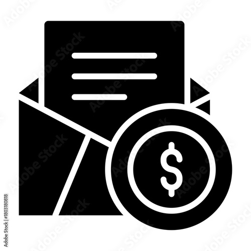 invoicing glyph icon for managing payment documents