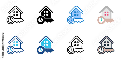 Rental property icon set multiple style collection 
