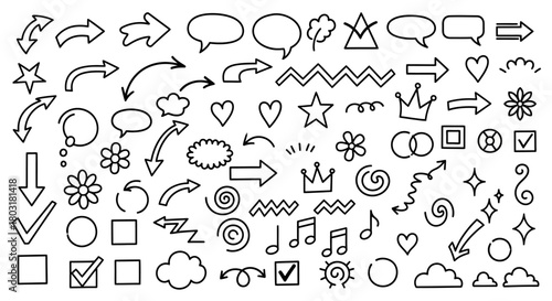 Hand Drawn Elements Arrows, Speech Bubbles, Stars, and More for Creative Designs
