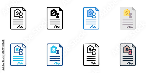Lease agreement icon set multiple style collection 
