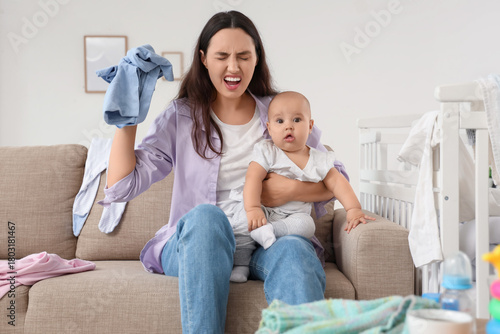 Screaming young woman with ...
