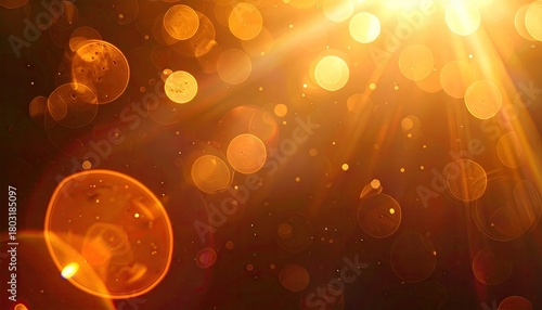 Radiant beams through bokeh, warm golden light