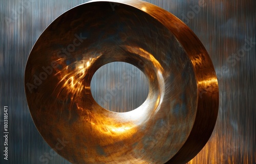 Kagami (sacred Shinto mirror), antique polished bronze, reflecting not the viewer but a swirling, abstract representation of pure kami energy, soft indirect light