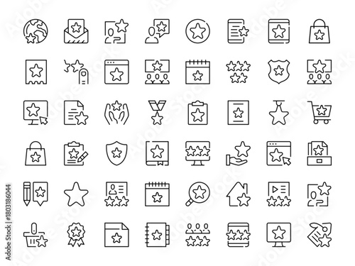 Stars icon set. Vector line icons collection. Outline symbols. Modern design