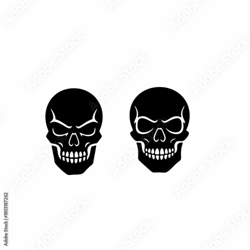 skull head vector silhouette with white background