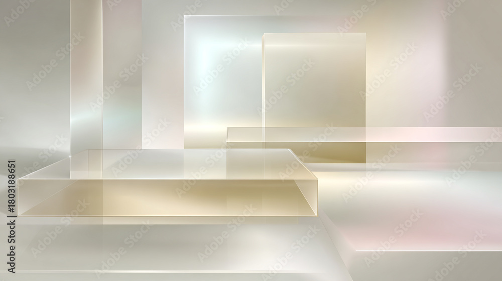Fototapeta premium Geometric Composition: A mesmerizing interplay of light and shadow highlights a minimalist architectural design, showcasing a serene palette.