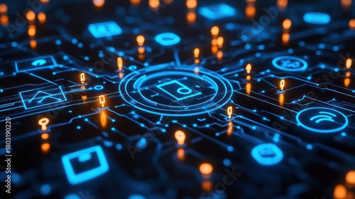 Digital Interface Showing Data Transmission.  Use in Stock Photos