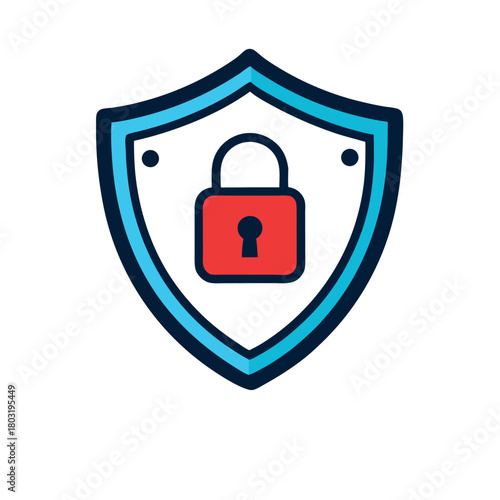 Cyber Security and Data Protection Shield Icon: Safety, Privacy, and Network Defense Vector