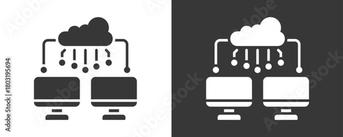 Cloud Network Icon Set Vector Collection Isolated In Black And White