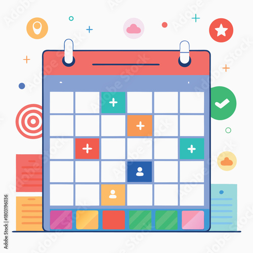 Calendar Appointment Scheduling and Event Planning Vector Illustration: Time Management Concept
