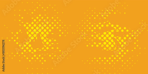 Abstract Yellow Dot Pattern on Orange Background Comic Book Style.