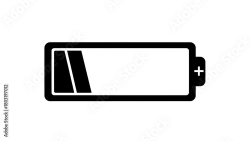 Vector illustration of battery icon showing low power level, isolated on transparent background 