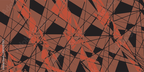 Abstract Geometric Composition with Sharp Lines and Angular Shapes in Brown and Black.